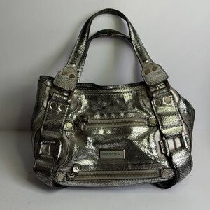 Jimmy Choo Mahala Tote Shoulder Bag in Metallic Distressed Leather